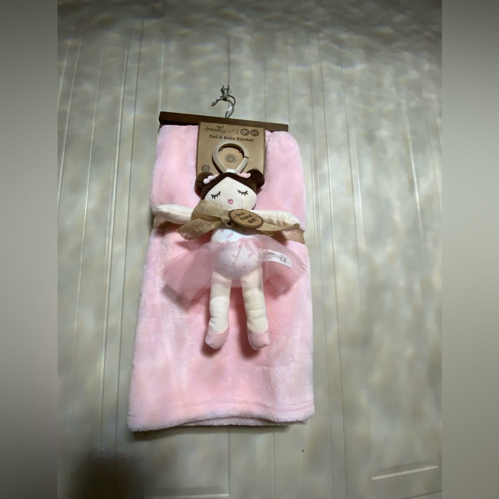 Pink Plush Blanket with Angel Doll